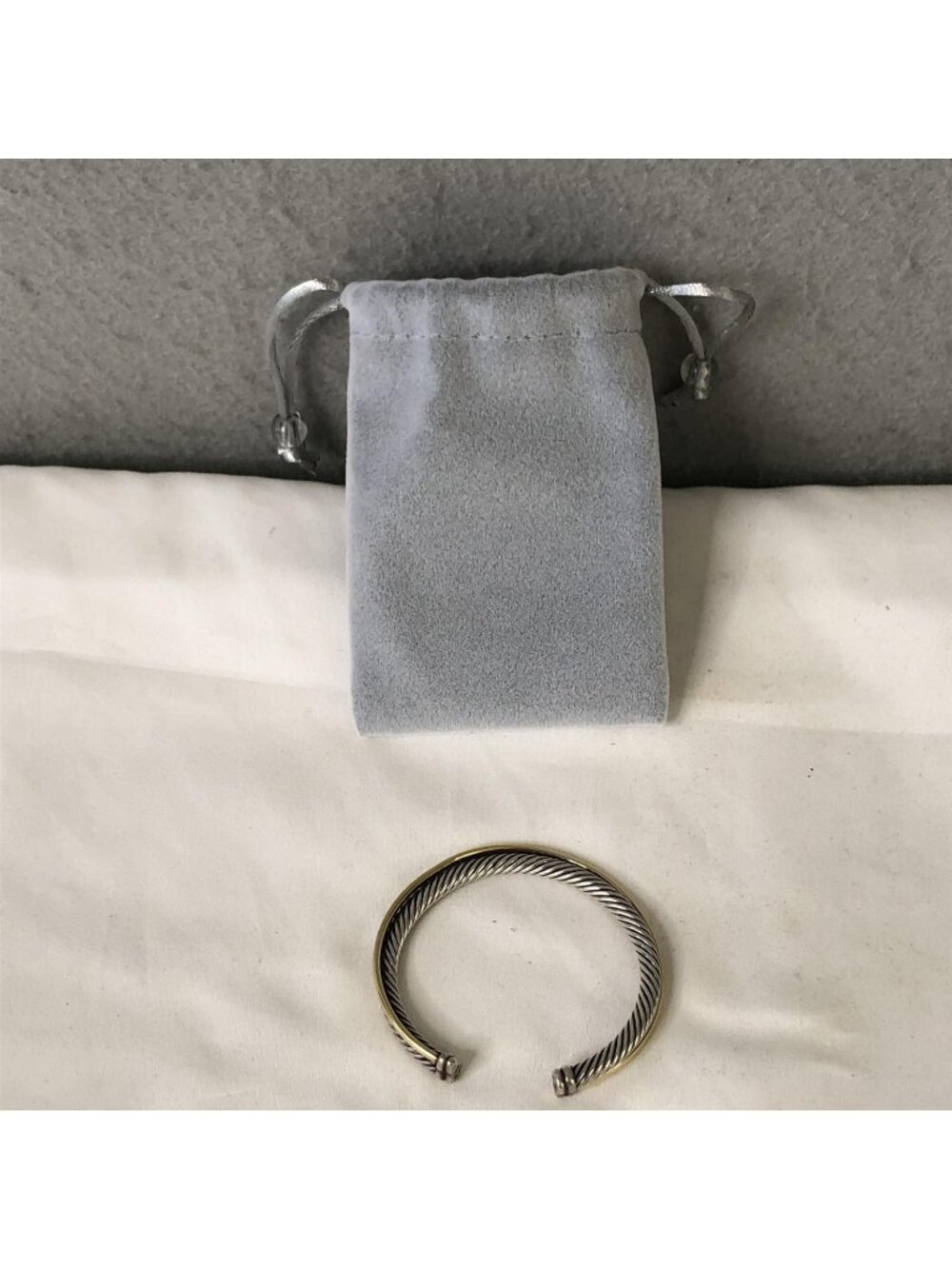 David Yurman Sterling Silver 925 Cuff Bracelet Two Tone Cable Jewelry Modern - Picture 1 of 16
